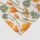 Californië klaprozen en motten op off white 2 tissuepapier (Detail)