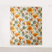 Californië klaprozen en motten op off white 2 wandkleed (Voorkant)