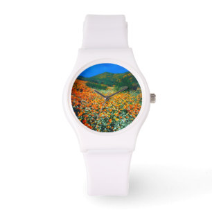 Californië Klaprozen en Popcorn wilde bloemen Horloge