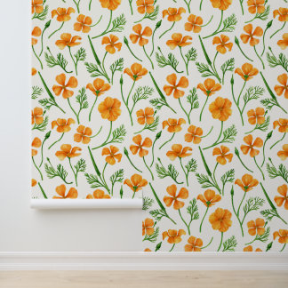Californië klaprozen, zomerbloemen, oranje wild behang