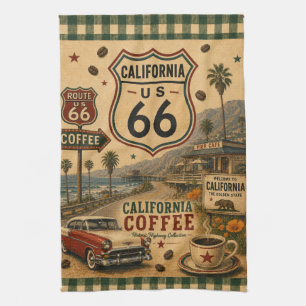 Californië Klassieke Auto Koffie Kust Americana Theedoek