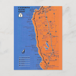 Californië Kust Kaart Ansichtkaart
