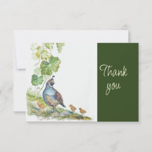 Californië Kwartel Vogel Natuur Aquarel Dank je Bedankkaart