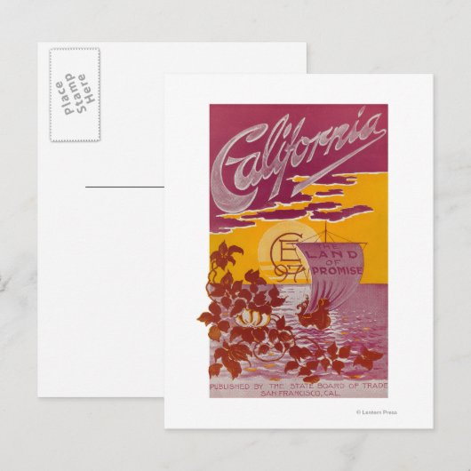 Californië Land of Promise Poster Briefkaart (Voorkant / Achterkant)