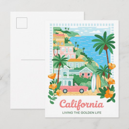 Californië leven de Golden Life Summer Travel Briefkaart (Voorkant / Achterkant)