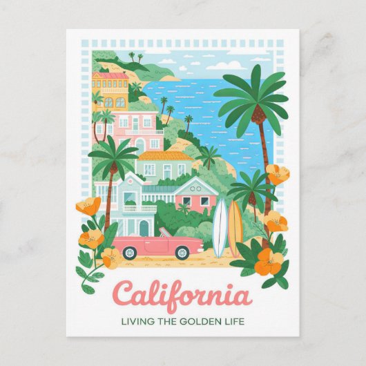 Californië leven de Golden Life Summer Travel Briefkaart (Voorkant)