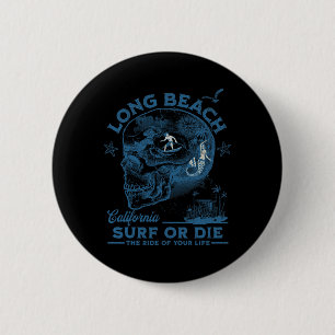 Californië Long Beach Surfende Meisje Stille Oceaa Ronde Button 5,7 Cm