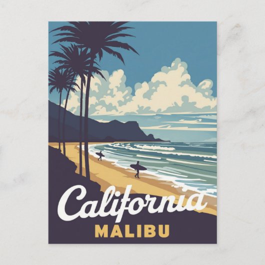Californië Malibu Beach Surfer Briefkaart (Voorkant)