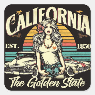  Californië Meisje Vierkante Sticker