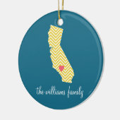 Californië met aangepaste hartfunctie en familiena keramisch ornament (Links)