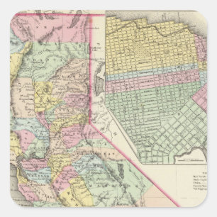 Californië met de stad San Francisco Vierkante Sticker
