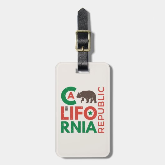 Californië met Grizzly Beer Logo Bagagelabel (Voorkant verticaal)