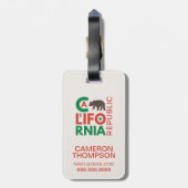 Californië met Grizzly Beer Logo Bagagelabel (Achterkant verticaal)