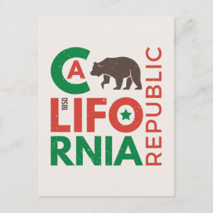 Californië met Grizzly Beer Logo Briefkaart