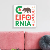 Californië met Grizzly Beer Logo Canvas Afdruk (Insitu (Woonkamer))