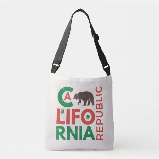 Californië met Grizzly Beer Logo Crossbody Tas (Voorkant)