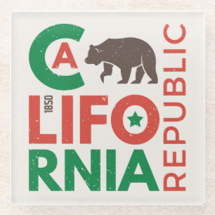 Californië met Grizzly Beer Logo Glazen Onderzetter
