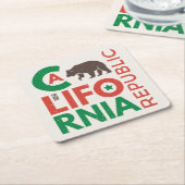 Californië met Grizzly Beer Logo Kartonnen Onderzetters (Schuin)