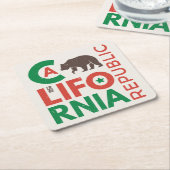 Californië met Grizzly Beer Logo Kartonnen Onderzetters (Schuin)