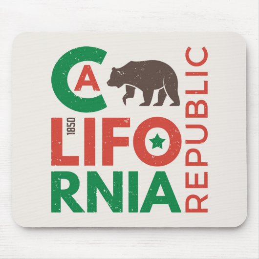 Californië met Grizzly Beer Logo Muismat (Voorkant)