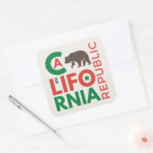 Californië met Grizzly Beer Logo Vierkante Sticker (Envelop)