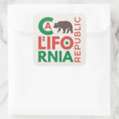 Californië met Grizzly Beer Logo Vierkante Sticker (Tas)