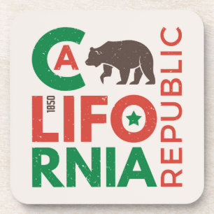 Californië met het Logo van de Grizzly Drankjes Onderzetter