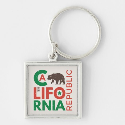 Californië met het Logo van de Grizzly Sleutelhanger (Voorkant)