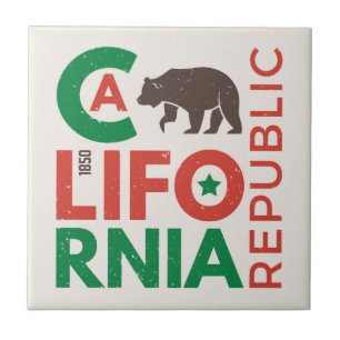 Californië met het Logo van de Grizzly Tegeltje