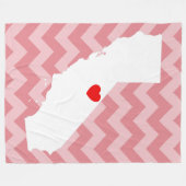  Californië met rood hart Fleece Deken (Voorkant (Horizontaal))