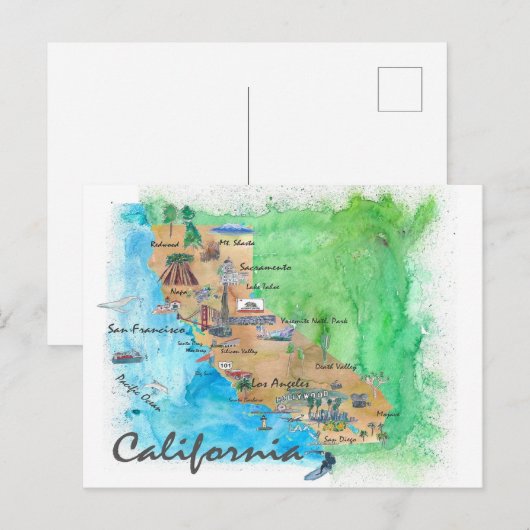 Californië met toeristische kaart (Voorkant / Achterkant)