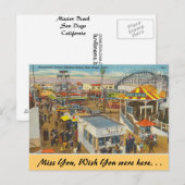Californië, Mission Beach Briefkaart (Voorkant / Achterkant)