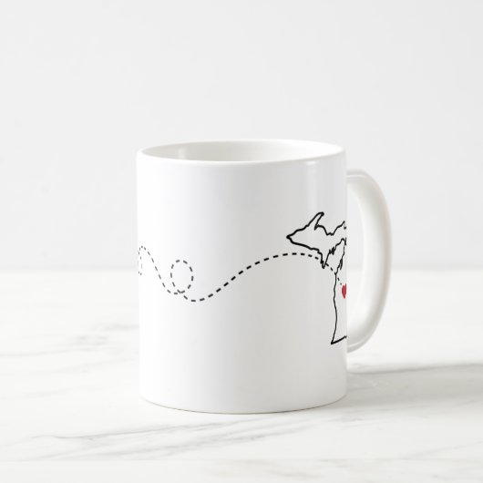 Californië naar Michigan - Mok van Heart2Heart-kof (Voorkant rechts)