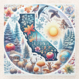 Californië Natuur Winter Kerstmis Glazen Onderzetter