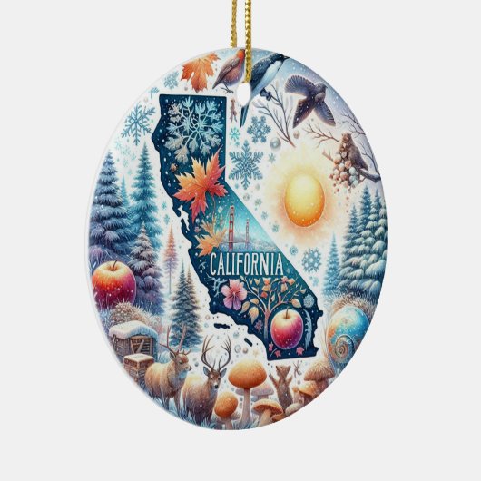 Californië Natuur Winter Kerstmis Keramisch Ornament (Rechts)