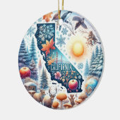 Californië Natuur Winter Kerstmis Keramisch Ornament (Links)