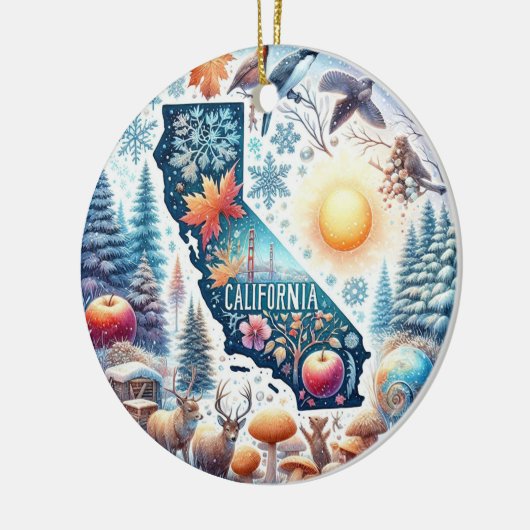 Californië Natuur Winter Kerstmis Keramisch Ornament (Links)