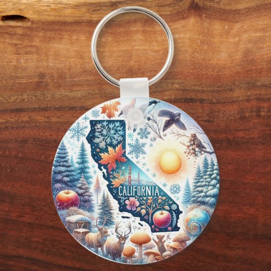 Californië Natuur Winter Sleutelhanger (Achterkant)