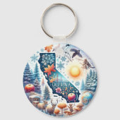 Californië Natuur Winter Sleutelhanger (Achterkant)