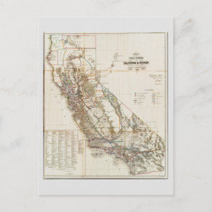 Californië Nevada Historic Map USA Briefkaart