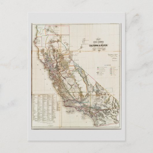  Californië Nevada Historic Map USA Briefkaart (Voorkant)