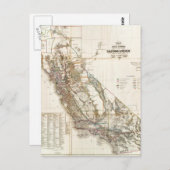Californië Nevada Historic Map USA Briefkaart (Voorkant / Achterkant)