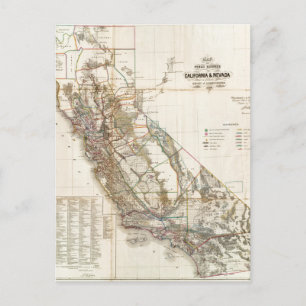 Californië Nevada Historic Map USA Briefkaart