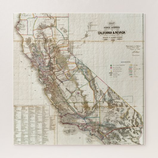  Californië Nevada Historic Map USA Legpuzzel (Verticaal)