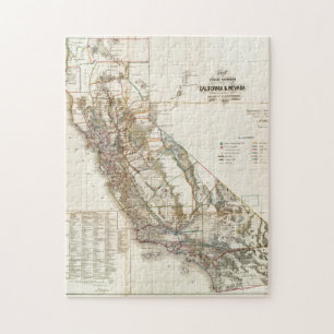  Californië Nevada Historic Map USA Legpuzzel