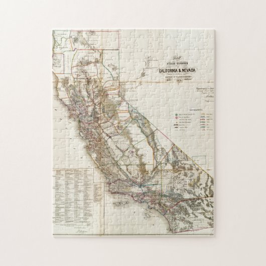  Californië Nevada Historic Map USA Legpuzzel (Verticaal)