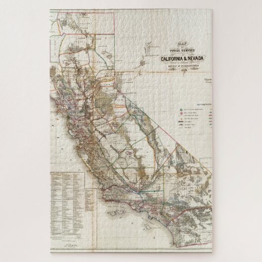  Californië Nevada Historic Map USA Legpuzzel (Verticaal)