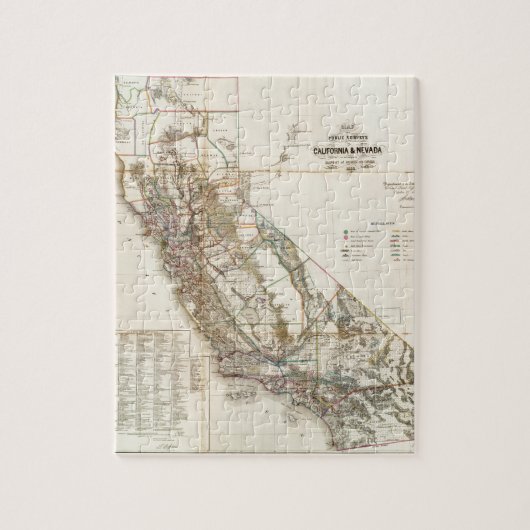  Californië Nevada Historic Map USA Legpuzzel (Verticaal)