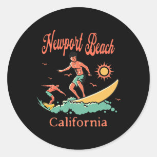 Californië Newport Beach Ca Surfer Surfen Vissen Ronde Sticker