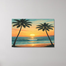 Californië Oceaan Zonsondergang – 36x24 Muurkunst  Canvas Afdruk